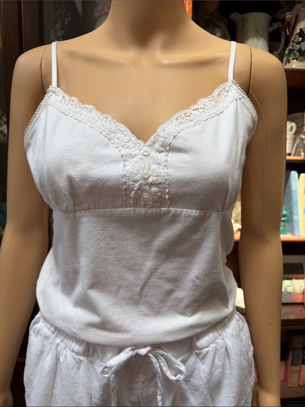 Late 1990-Early 2000’s Women’s White Lace-Trim Cami